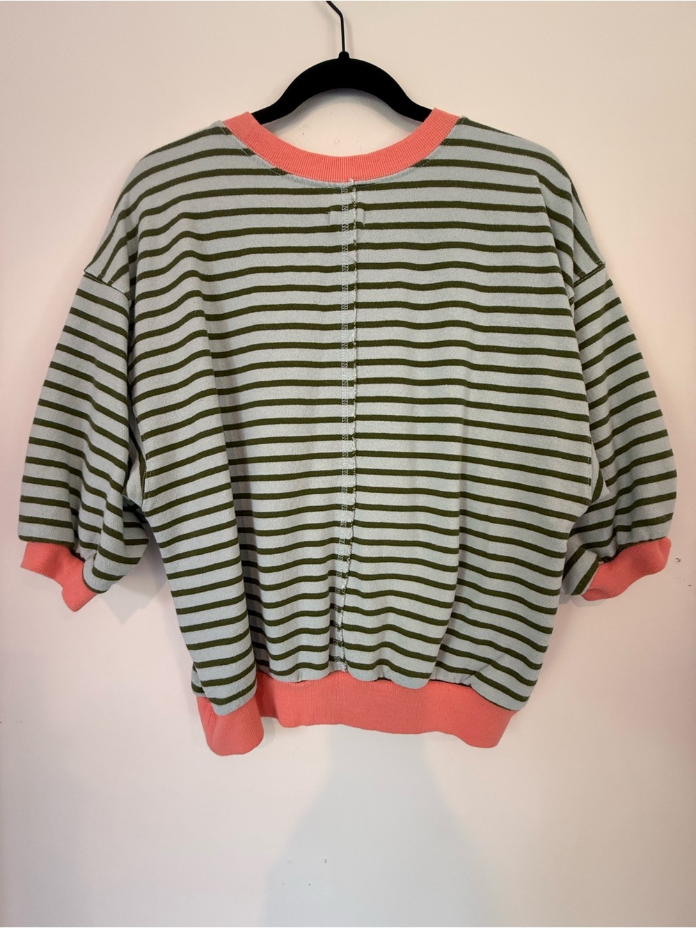 Pilcro Mint & Coral Striped Crewneck Sweatshirt - Picture 5 of 5
